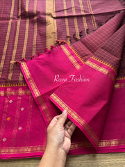 RF24 Maroon With Dark magenta Pink Vintage Style Border with checks pattern & handwoven Buttas on the border - RF24