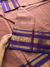 RF94 Onion Pink With Contrast Purple Shade Rettapet Border Kanchi Cotton Saree