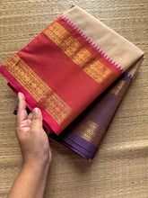 Cream Shade Ganga Jamuna Border Kanchi Cotton Saree