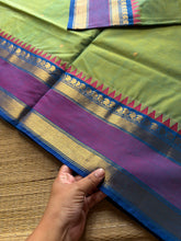 RF902 Kanchi cotton saree with handmade thread buttas ~ Apple green shade
