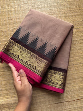 RF211 Biscuit shade Kanchi cotton saree with contrast Thazhampoo Border