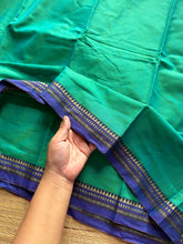 RF458 Turquoise green shade Mercerised Narayanpet cotton saree with contrast small thread border