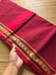 RF262 Reddish maroon shade small thread border Kanchi cotton saree