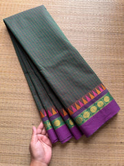 RF278 Dual Tone Dark bottle green shade Kattam / checks pattern Kanchi cotton saree