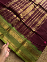 RF1395 Arakku shade ~ Premium Rich Pallu Kanchi cotton saree with Annam pattern gap border