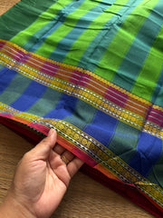 RF1218Green ~ vintage style gap border mercerised Narayanpet cotton saree
