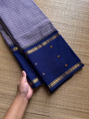 RF1240 Greyish ice blue ~ Vinatge Kattam Kanchi cotton saree