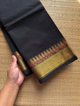 RF1117 Monotone Black Kanchi Cotton Saree