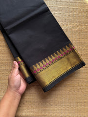 RF1117 Monotone Black Kanchi Cotton Saree