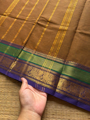 RF695 Silk Saree Inspired Kanchi Cotton saree ~ Earthy brown shade
