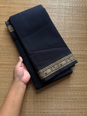 RF820 Black Narayanpet Mercerised cotton saree with small border