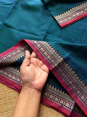 Peacock Blue Shade Narayanpet Mercerised Cotton Saree