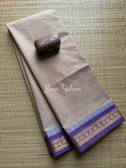 Cream Shade Podi Kattam / Small Checks Kanchi Cotton Saree