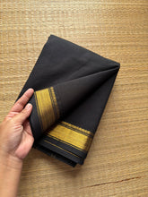 RF206 Black Kanchi cotton saree with small Zari border
