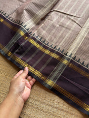 RF1318 Beige & biscuit mixed shade with brown border ~ Vintage Kattam Edition