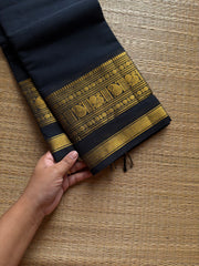 RF1065 Monotone black Kanchi cotton saree