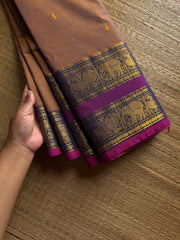 RF1332 Dual tone beige ~ Kanchi cotton Rettapet border saree