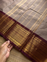 RF1031 Dual tone biscuit shade with brown border Kanchi cotton saree