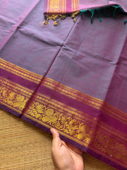 RF427 Dual tone Kanchi cotton saree with floral pattern Zari border