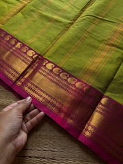 RF1364 Green with pink ~ Kanchi cotton saree