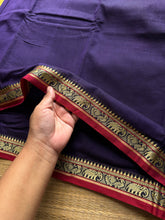 RF931 Purple ~ Mercerised Narayanpet soft cotton saree with small thread border
