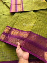 RF109 Green With Dark Magenta Pink Combination Lakshadeepam / checks / 1000 Buttas Kanchi cotton saree