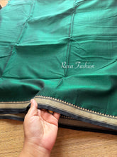 RF116 Bottle Green shade Mercerised Narayanpet cotton saree with small contrast border