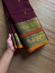 RF1328 Arakku shade ~ Kanchi cotton Rettapet border saree