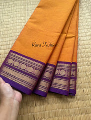 RF139 Dual tone orange with contrast purple combination Kanchi cotton saree