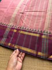 RF604 Premium Vintage Podi Kattam Kanchi Cotton saree ~ Onion Pink Shade
