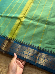 RF285 Dual tone Turquoise green shade Kanchi cotton saree