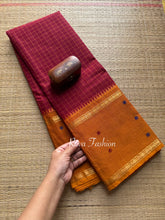 RF29 Maroon with orange Vintage Style Border with checks pattern & handwoven Buttas on the border - RF29