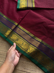RF1140 Maroon ~ Silk saree inspired Kanchi cotton saree