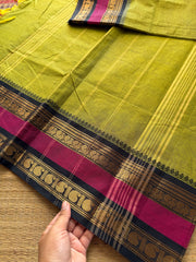 RF388 Green with black combination Kanchi cotton saree