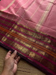 RF844 Onion pink shade Kanchi cotton saree with Varisaipet border