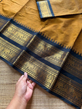 RF1366 Mustard with black ~ Kanchi Cotton Rettapet border Kanchi cotton
