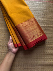 RF1092 Dual tone orange ~ One side border Kanchi cotton saree