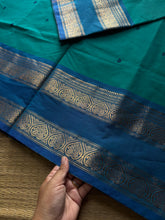 RF868 Rama blue shade Kanchi Cotton saree with handmade thread buttas