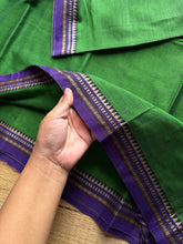 RF977 Green shade Mercerised soft Narayanpet cotton saree with small contrast thread border