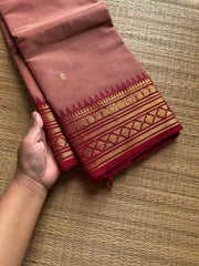 RF1346 Onion pink shade ~ Kanchi cotton saree with handmade thread buttas