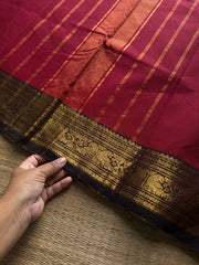 RF1029 Reddish maroon with brown combination Kanchi cotton saree