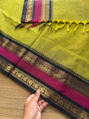 RF388 Green with black combination Kanchi cotton saree
