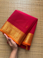 RF350 Reddish Pink shade silk saree inspired paithani border Kanchi Cotton Saree with contrast orange border and handmade Buttas