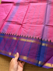 RF236 Pink & Purple combination vintage border Podi Kattam Kanchi cotton saree