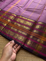 RF833 Lavender shade Kanchi cotton saree ~ Varisaipet border