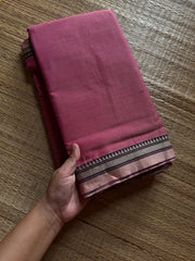 RF1279 Pastel Pink shade Mercerised Narayanpet cotton saree with small border