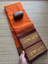 RF37 Orange With Maroon Retta Patta Border Kanchi Cotton Saree - RF37