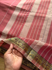 RF309 Baby Pink shade Mercerised Narayanpet Cotton Saree With Small Annam and elephant pattern border