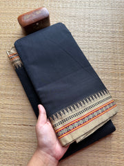 Black & Cream Combination Narayanpet Mercerised Cotton Saree