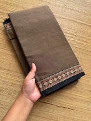 RF228 Grey Narayanpet cotton saree with small contrast border